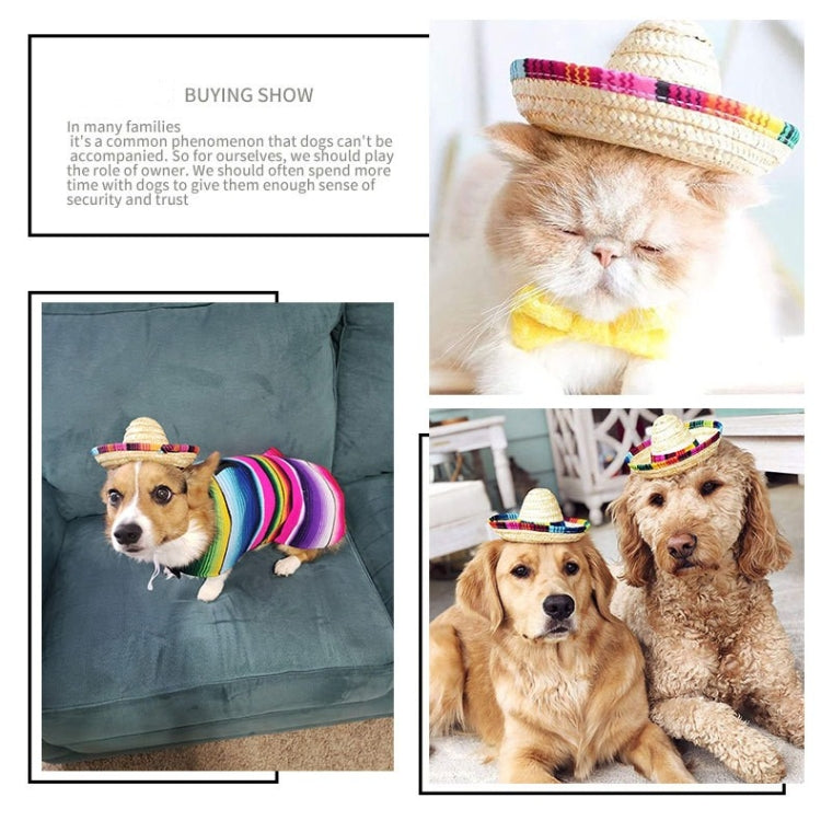 2 PCS Pet Woven Adjustable Straw Hat for Spring And Summer Shade, Size: M