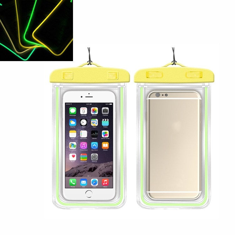 5 PCS TPU Fluorescent Luminous Touch Screen Waterproof Mobile Phone Bag Suitable For Mobile Phones Under 6 Inches