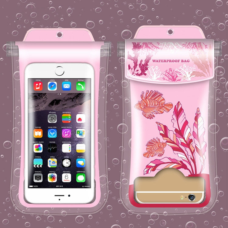 5 PCS Suitable For Mobile Phones Under 6.44 Inches Underwater World Large Mobile Phone Transparent Waterproof Bag Hanging Neck(Random Color)