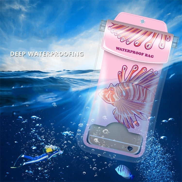 5 PCS Suitable For Mobile Phones Under 6.44 Inches Underwater World Large Mobile Phone Transparent Waterproof Bag Hanging Neck(Random Color)