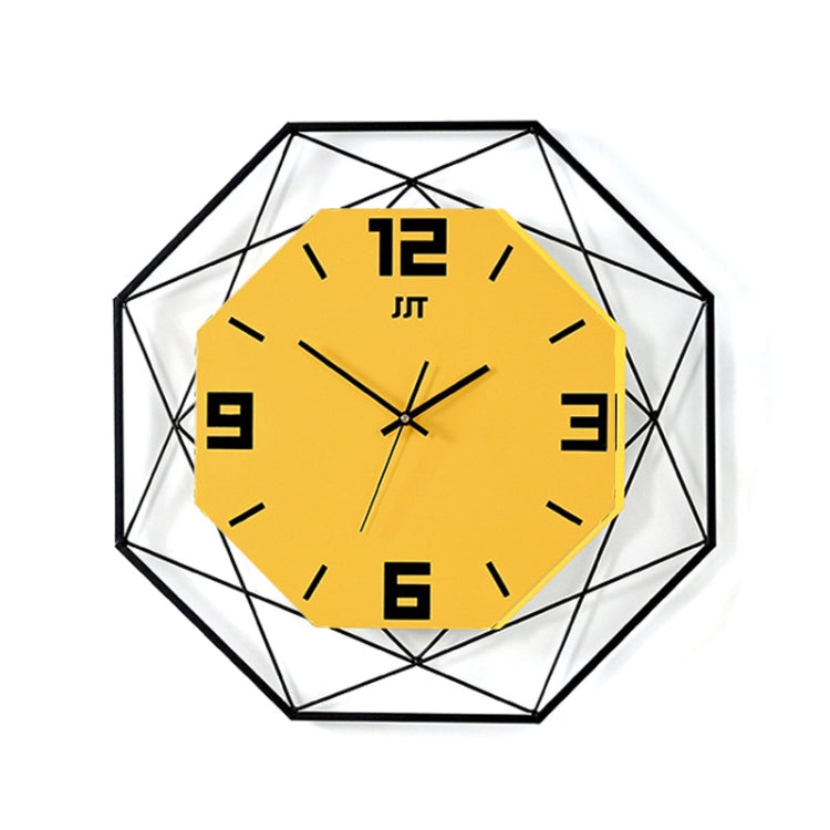 Living Room Creative Wall Clock Home Metal Decorative Quartz Clock, Size:43X43CM(Yellow)