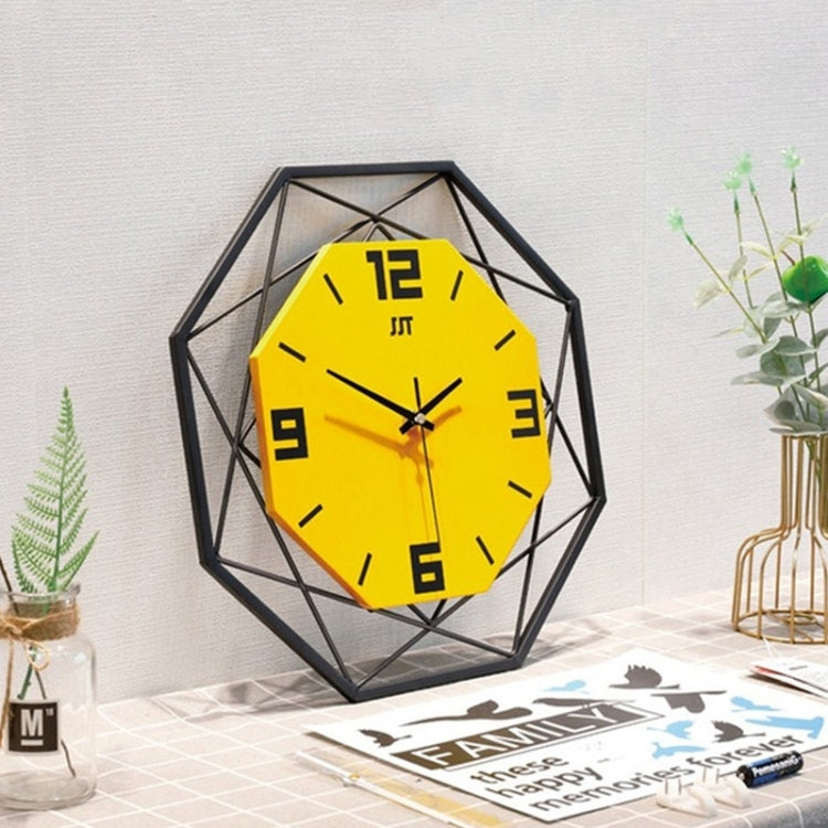 Living Room Creative Wall Clock Home Metal Decorative Quartz Clock, Size:43X43CM(Yellow)