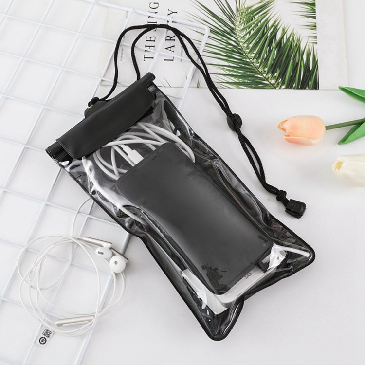 2 PCS Mobile Phone Waterproof Bag With Earphone Cord Rechargeable Waterproof Bag, Model:Large + Audio Cable