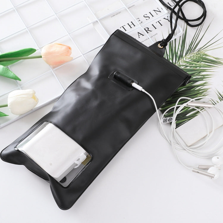 2 PCS Mobile Phone Waterproof Bag With Earphone Cord Rechargeable Waterproof Bag, Model:Large + Audio Cable