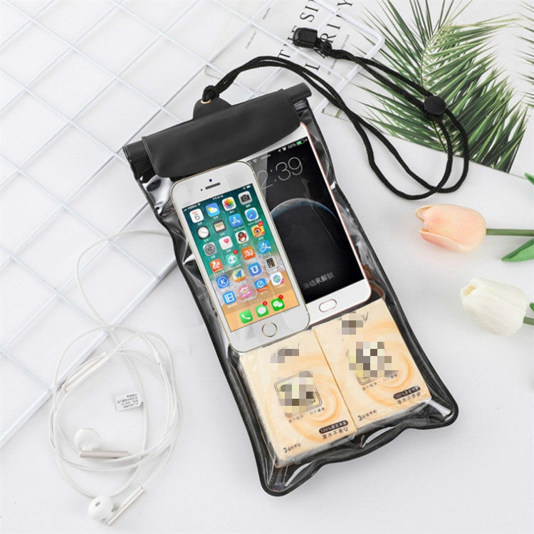 2 PCS Mobile Phone Waterproof Bag With Earphone Cord Rechargeable Waterproof Bag, Model:Large + Audio Cable