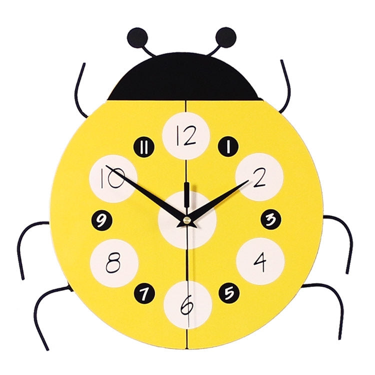 Cartoon Living Room Clock Wall Clock Wooden Home Clock Children Room Decoration Quartz Clock(Yellow)