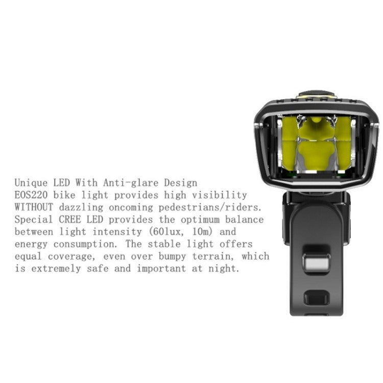 2 PCS EOS220  Bike Light Sensor Headlight USB Charging Smart Vibration Mountain Bike Light