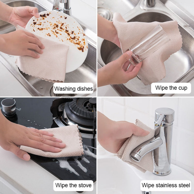 9 PCS Fish Scale Lattice Kitchen Cleaning Without Watermark Rags Housework Water Absorption Lint-free Cleaning Rag Random Color Delivery
