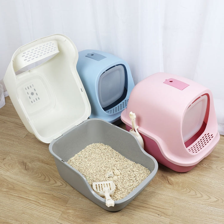 Fully Enclosed Splash-proof Litter Box Cat Litter Picker with Cat Litter Scoop(Pink)