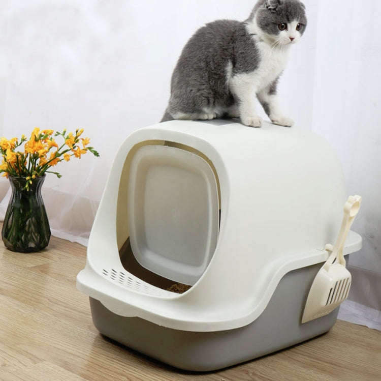 Fully Enclosed Splash-proof Litter Box Cat Litter Picker with Cat Litter Scoop(Pink)