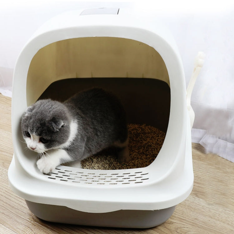 Fully Enclosed Splash-proof Litter Box Cat Litter Picker with Cat Litter Scoop(Pink)