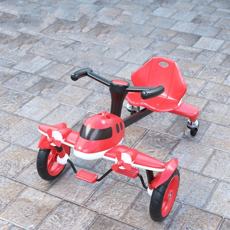 Childrens Pedal Drifting Car Small Plane Tricycle Kids Four-wheeled Bicycle(Red)