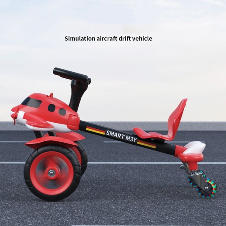 Childrens Pedal Drifting Car Small Plane Tricycle Kids Four-wheeled Bicycle(Red)