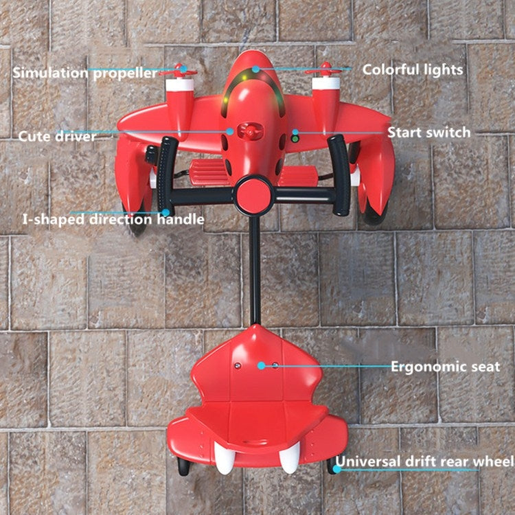 Childrens Pedal Drifting Car Small Plane Tricycle Kids Four-wheeled Bicycle(Red)