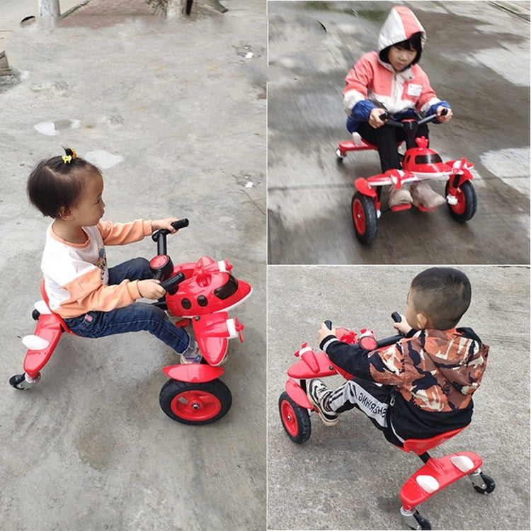 Childrens Pedal Drifting Car Small Plane Tricycle Kids Four-wheeled Bicycle(Red)