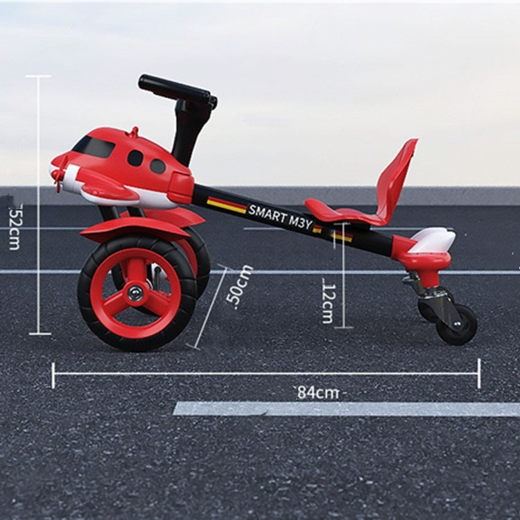 Childrens Pedal Drifting Car Small Plane Tricycle Kids Four-wheeled Bicycle(Red)