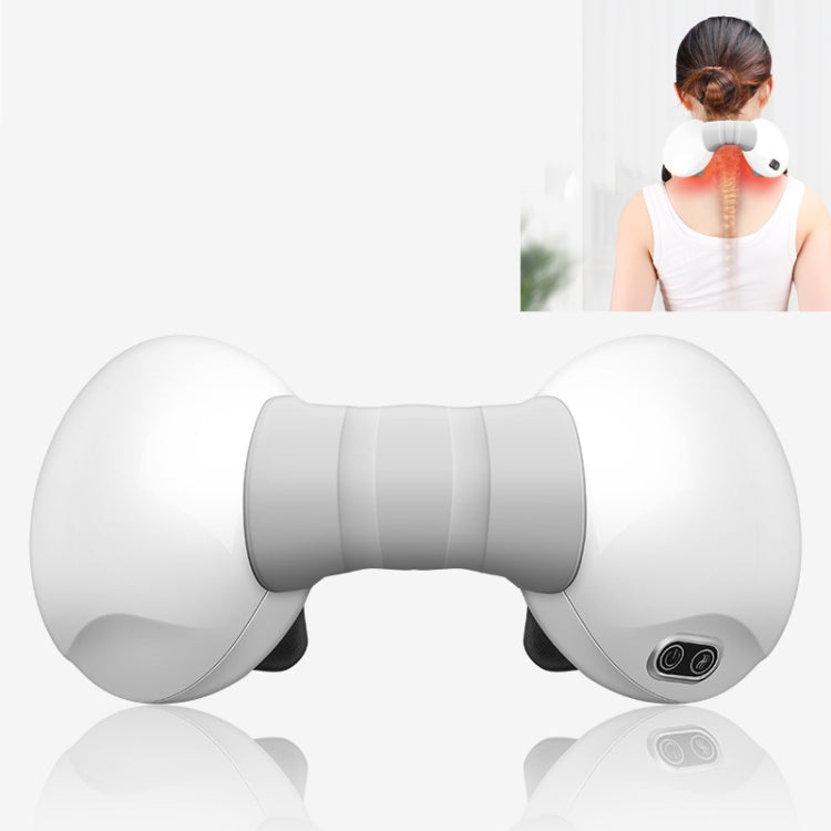 Multifunctional Cervical Spine Massager Wireless Charging Portable Shoulder and Neck Thrashing Massage Shawl(White)