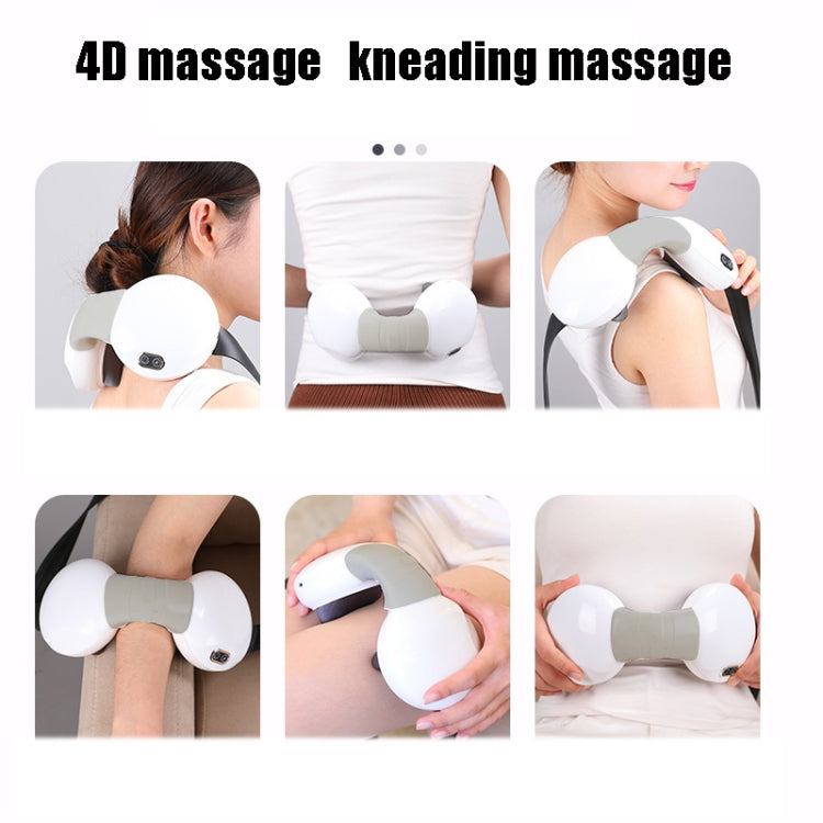 Multifunctional Cervical Spine Massager Wireless Charging Portable Shoulder and Neck Thrashing Massage Shawl(White)