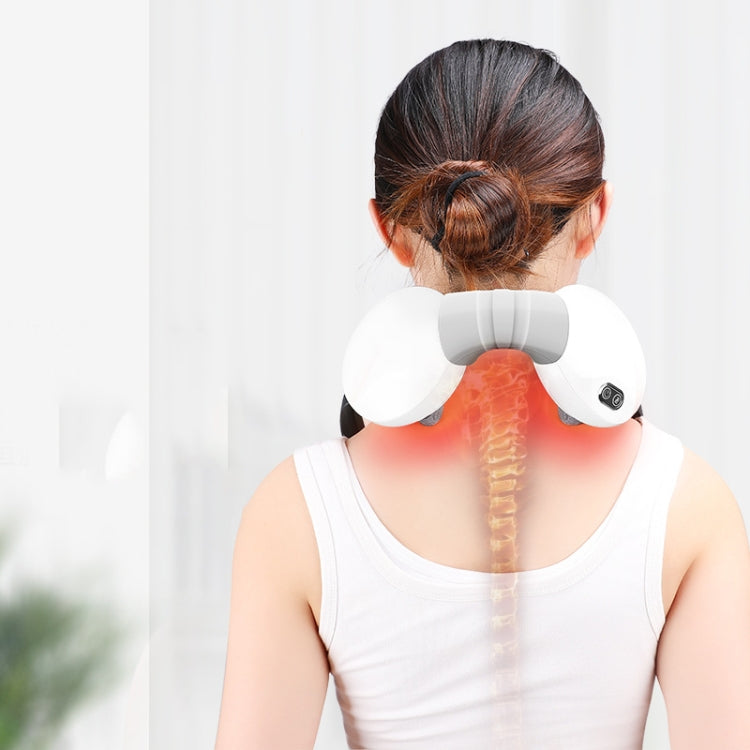 Multifunctional Cervical Spine Massager Wireless Charging Portable Shoulder and Neck Thrashing Massage Shawl(White)