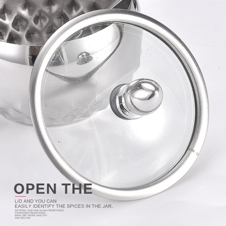 3 in 1 Creative Stainless Steel Seasoning Jar Glass Lid Seasoning Bottle Combination Set With Spoon