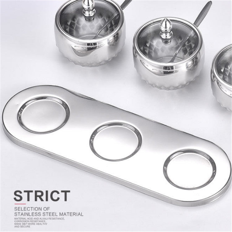 3 in 1 Creative Stainless Steel Seasoning Jar Glass Lid Seasoning Bottle Combination Set With Spoon