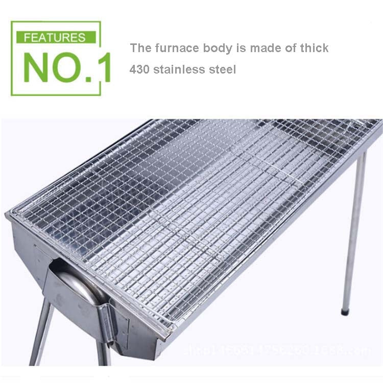 HZ-003 BBQ Grill Outdoor Portable Stainless Steel Stove Household Charcoal Barbecue Rack, Grill/pan specifications: L