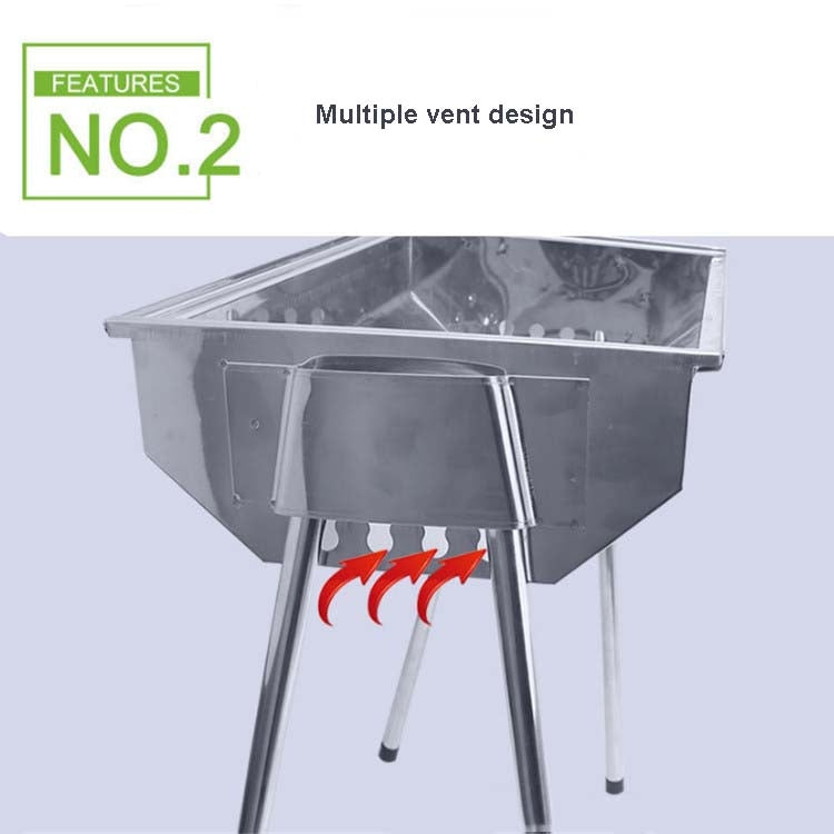 HZ-003 BBQ Grill Outdoor Portable Stainless Steel Stove Household Charcoal Barbecue Rack, Grill/pan specifications: L