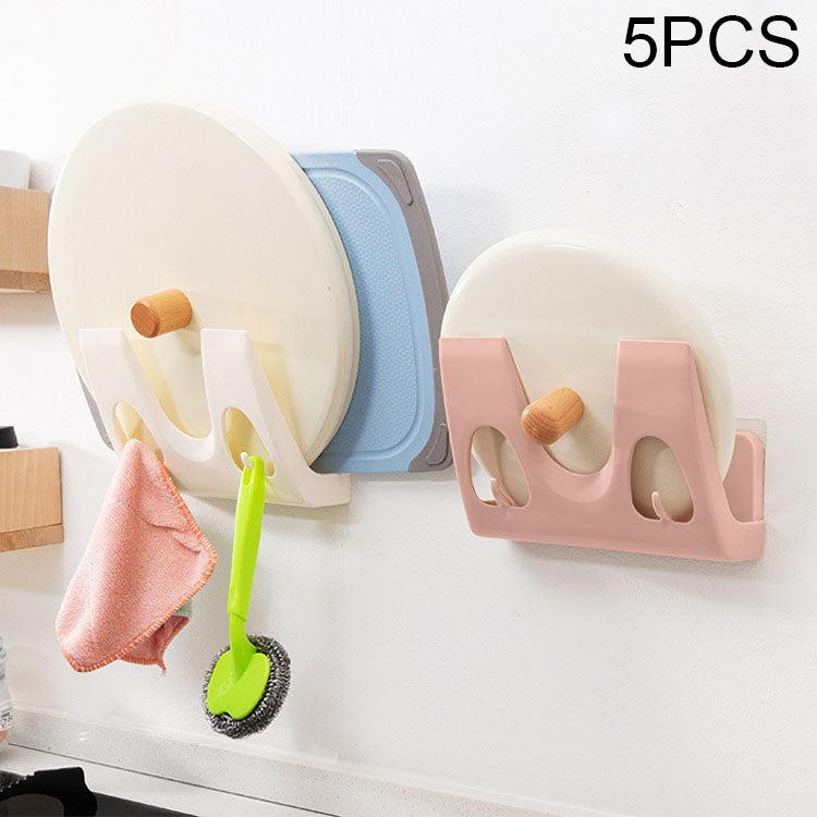 5 PCS Pot Rack Wall Hanging Free Perforated Kitchen Rack Tableware Cutting Board Storage Rack Random Color Delivery