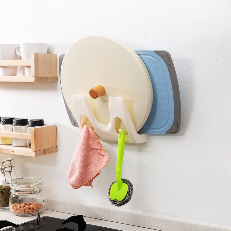 5 PCS Pot Rack Wall Hanging Free Perforated Kitchen Rack Tableware Cutting Board Storage Rack Random Color Delivery