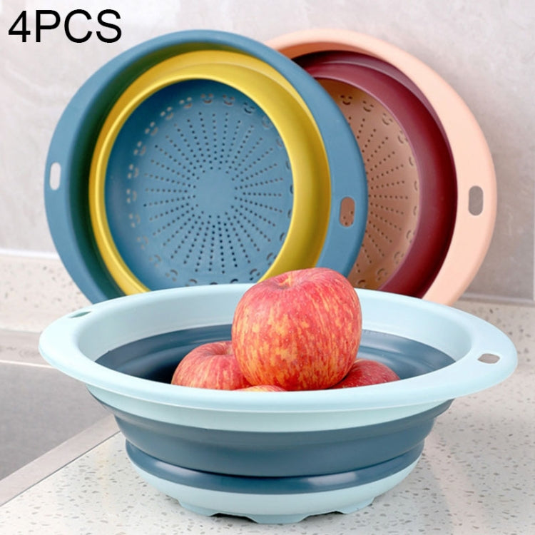 4 PCS Household Kitchen Silicone Collapsible Round Telescopic Drain Basket Random Color Delivery