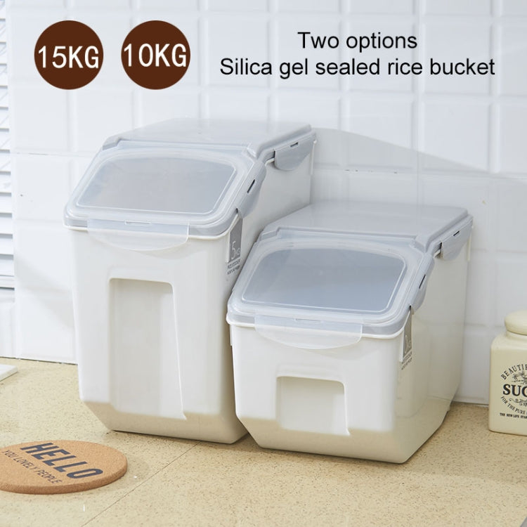Rice Bucket With Sealing Ring Moisture-proof Kitchen Plastic Flour Storage Box, Capacity: 15kg
