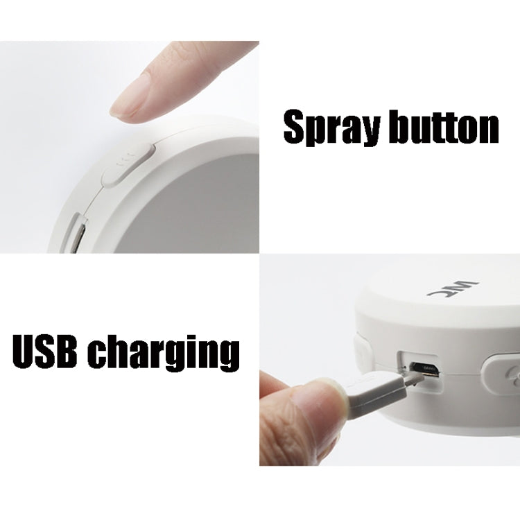 Letter Spray Fan USB Charging Hanging Neck Humidification Portable Moisturizing Spray Outdoor Sports Lazy Fan(White)