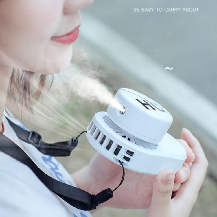 Letter Spray Fan USB Charging Hanging Neck Humidification Portable Moisturizing Spray Outdoor Sports Lazy Fan(White)