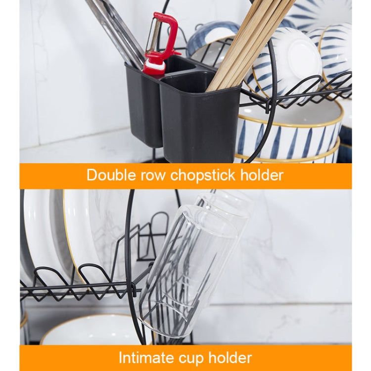 Drainage Iron Dish Rack Cup Storage Rack Double-layer Kitchen Rack