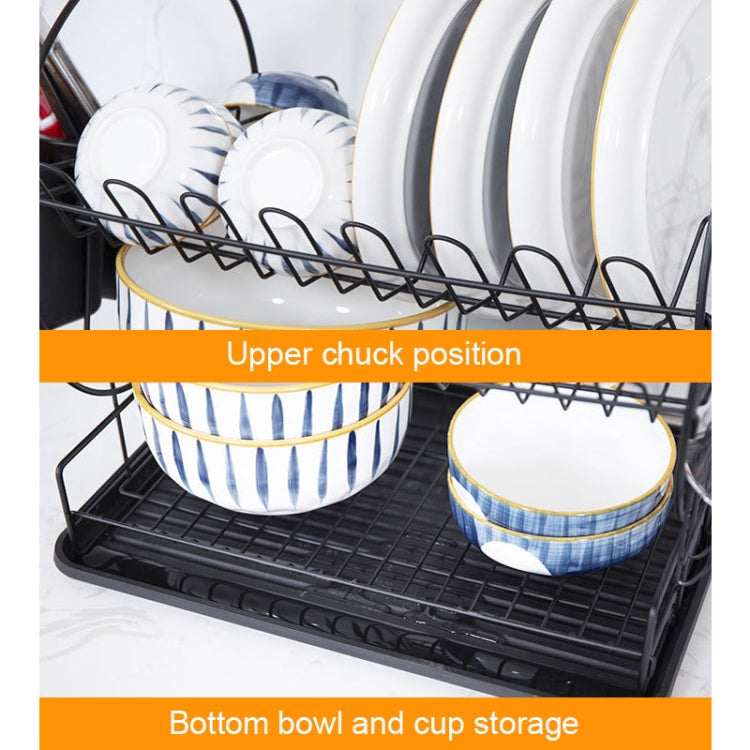 Drainage Iron Dish Rack Cup Storage Rack Double-layer Kitchen Rack