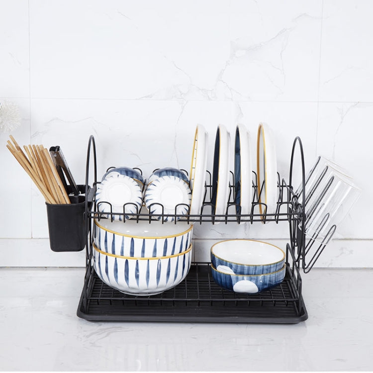 Drainage Iron Dish Rack Cup Storage Rack Double-layer Kitchen Rack