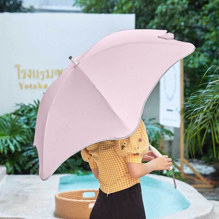 Creative Rounded Flower-shaped Long-handled Straight Umbrella Sunscree Anti-UV Sun Umbrella(Pink)