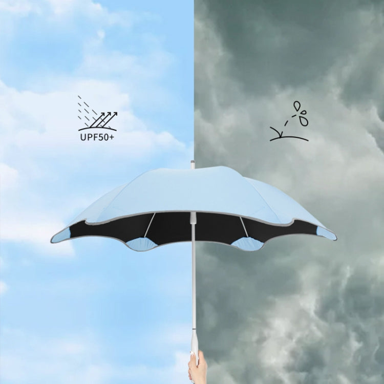 Creative Rounded Flower-shaped Long-handled Straight Umbrella Sunscree Anti-UV Sun Umbrella(Pink)