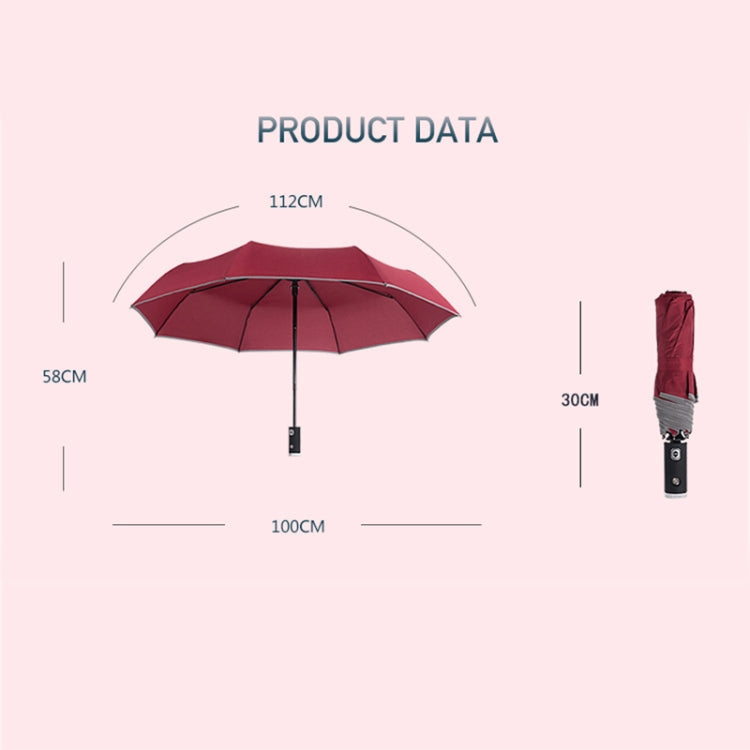 Umbrella Smart Black Technology Multifunctional Creative Automatic Folding Umbrella with LED Light Reflector