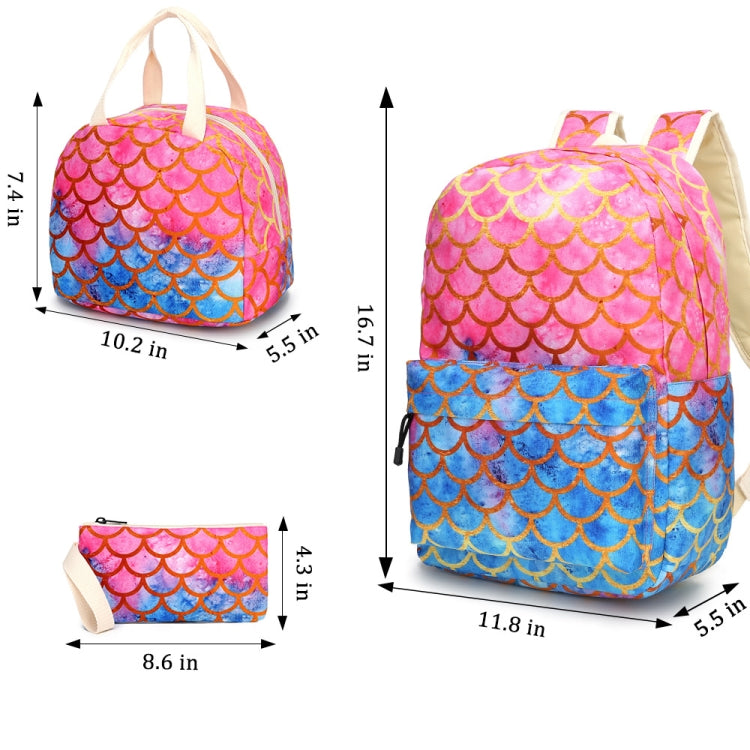 3 in 1 Children Backpack Schoolbag + Meal Bag + Pencil Case, Size: 16 inch(D7-16)