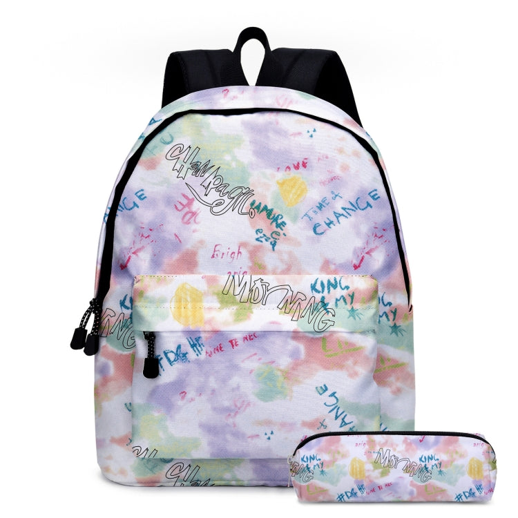 2 in 1 Tie-dye Series Backpack Children Schoolbags Pencil Bags, Size: 16 inches