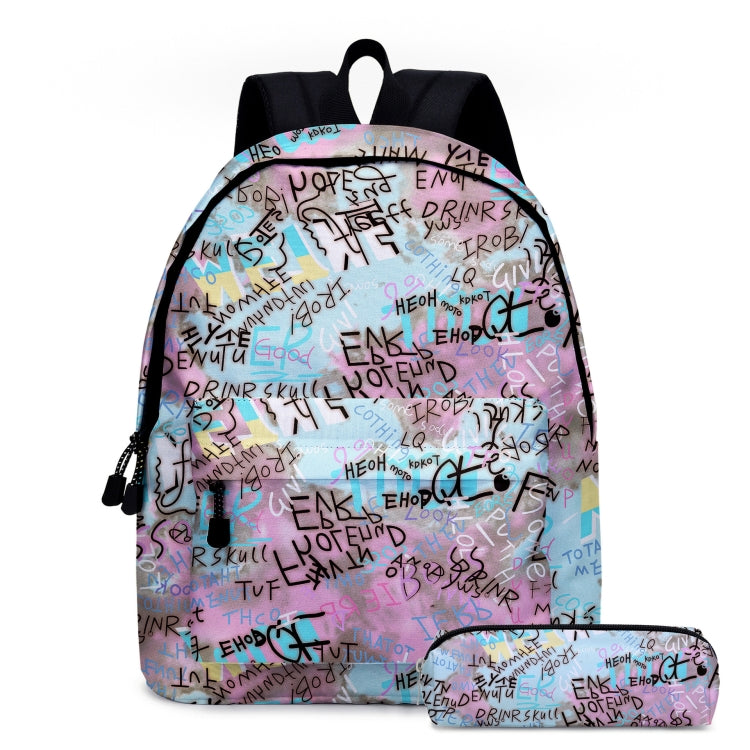 2 in 1 Tie-dye Series Backpack Children Schoolbags Pencil Bags, Size: 16 inches