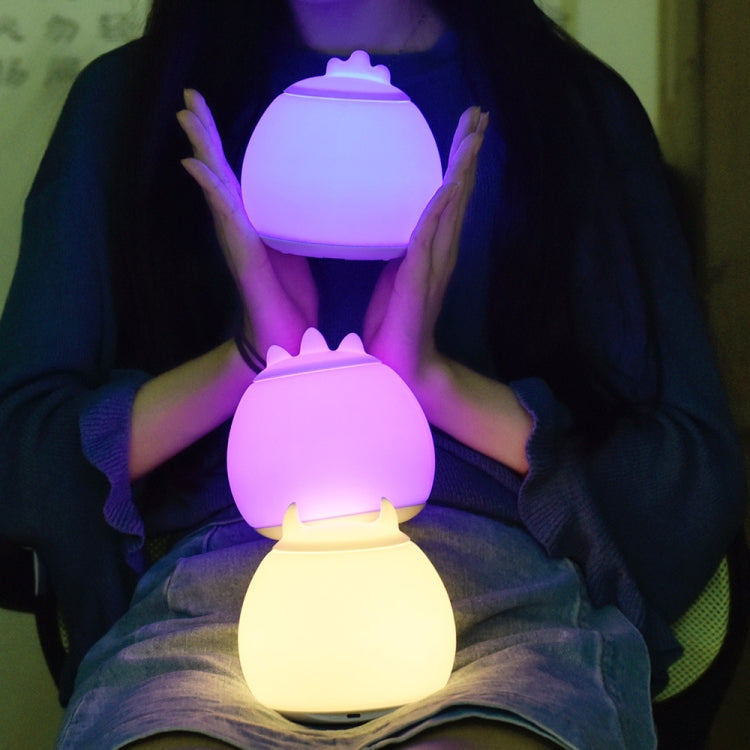 USB Charging Cartoon LED Silicone Colorful Pat Light Bedside Night Light(Monster)