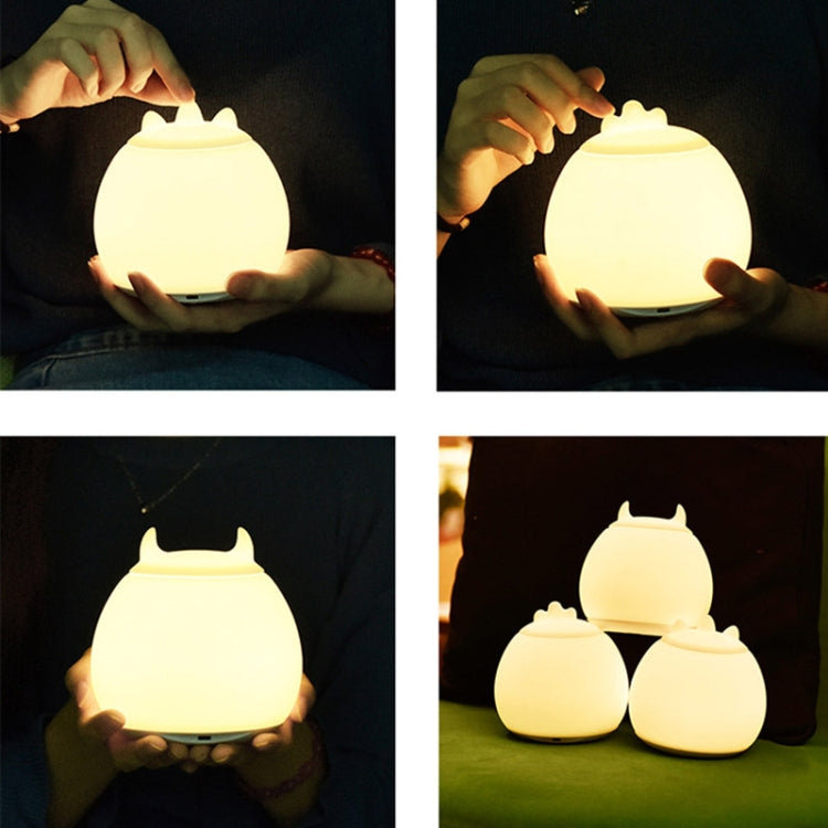 USB Charging Cartoon LED Silicone Colorful Pat Light Bedside Night Light(Monster)