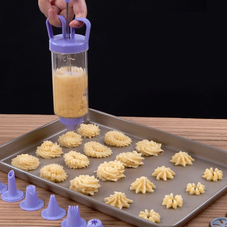 2 PCS Cookie Gun + 8 Mouth + 10 Flower Piece Set Biscuit Mold Squeeze Cream Baking Tool