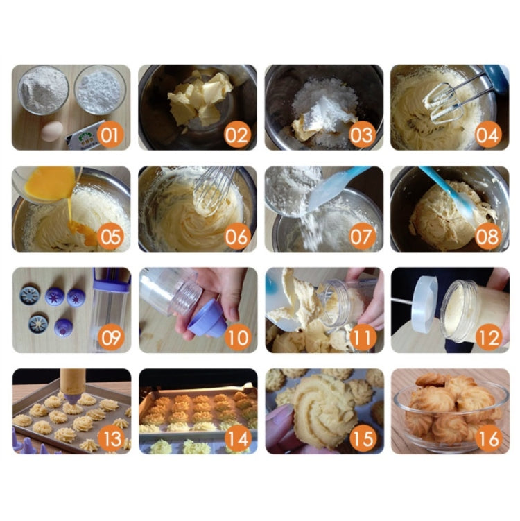 2 PCS Cookie Gun + 8 Mouth + 10 Flower Piece Set Biscuit Mold Squeeze Cream Baking Tool