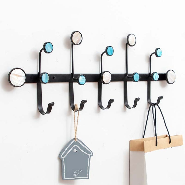 Creative Hook Clothes Coat Hook Bathroom Wall Metal Coat Hook, Style:5 Hooks, Color:Black