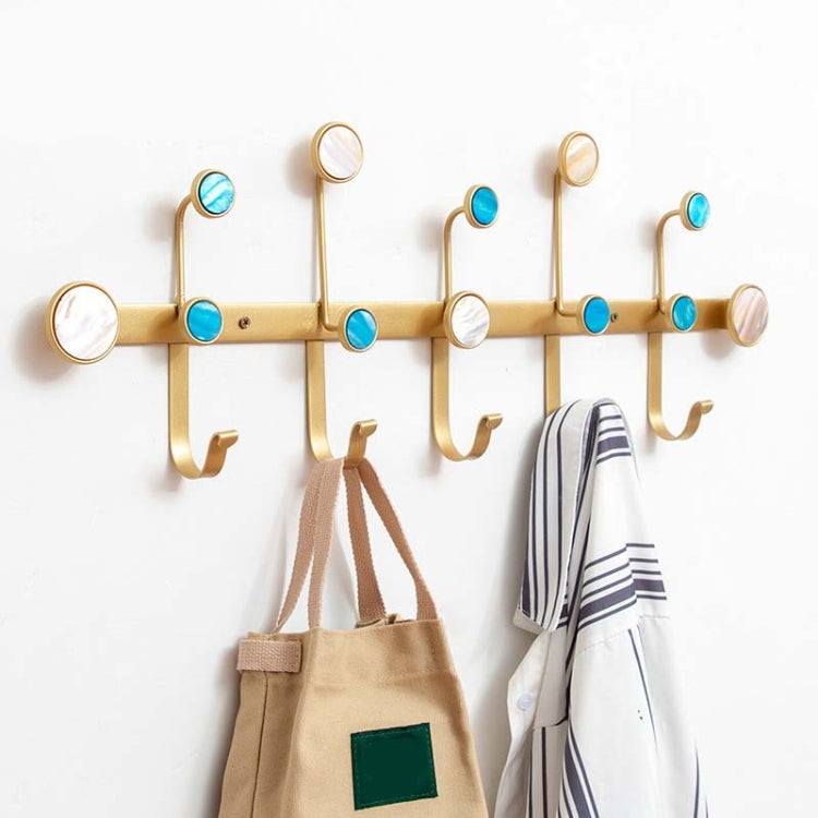 Creative Hook Clothes Coat Hook Bathroom Wall Metal Coat Hook, Style:5 Hooks, Color:Gold