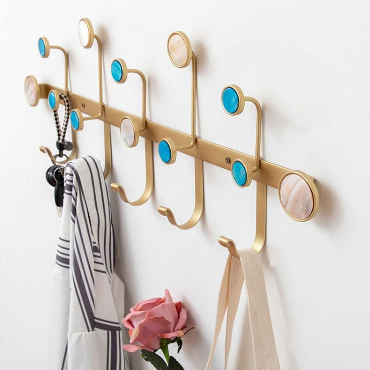 Creative Hook Clothes Coat Hook Bathroom Wall Metal Coat Hook, Style:5 Hooks, Color:Gold