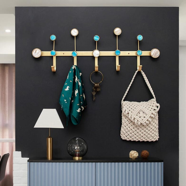 Creative Hook Clothes Coat Hook Bathroom Wall Metal Coat Hook, Style:5 Hooks, Color:Gold